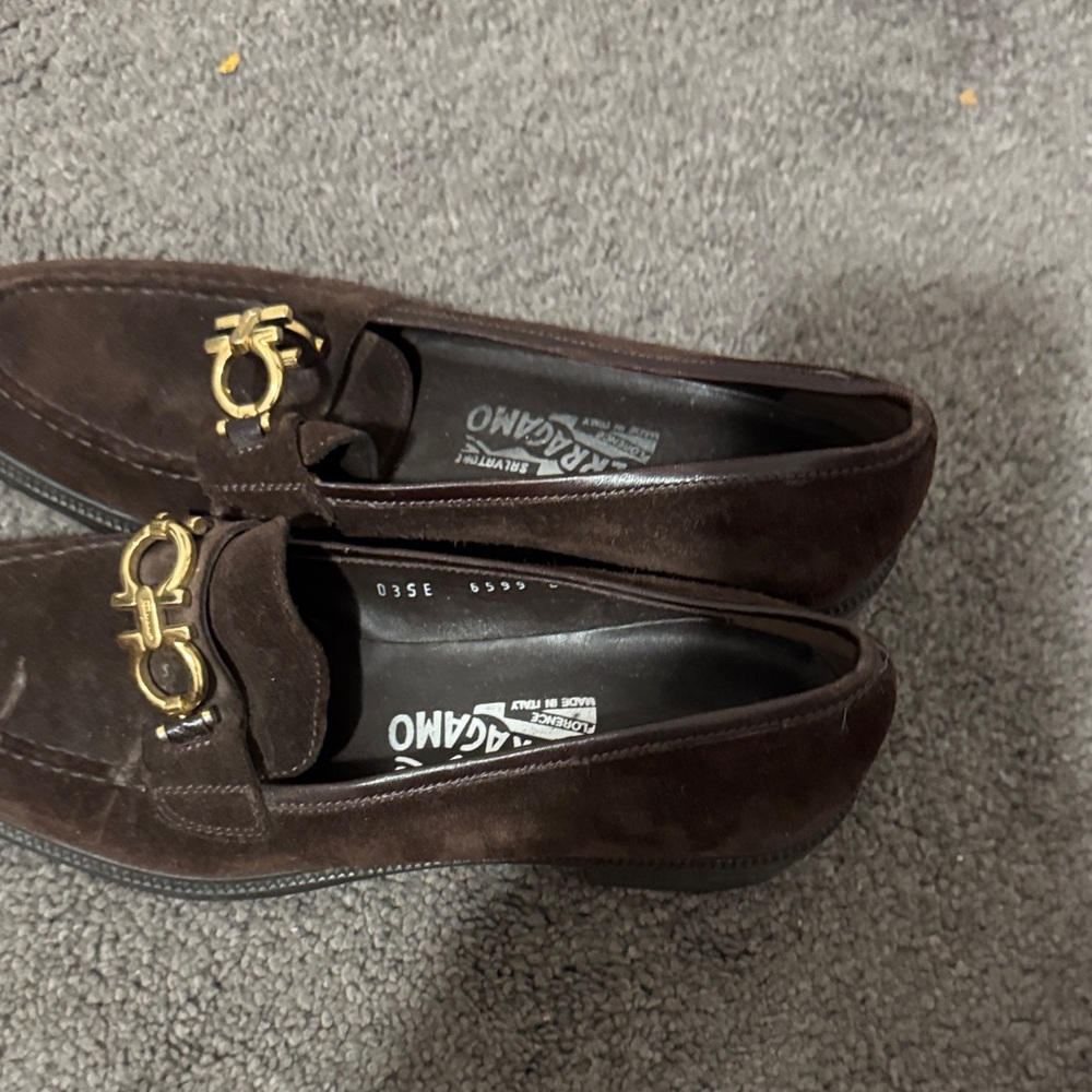 Salvatore Ferragamo Dark Brown Loafers with Gold Accent